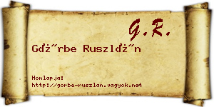 Görbe Ruszlán névjegykártya